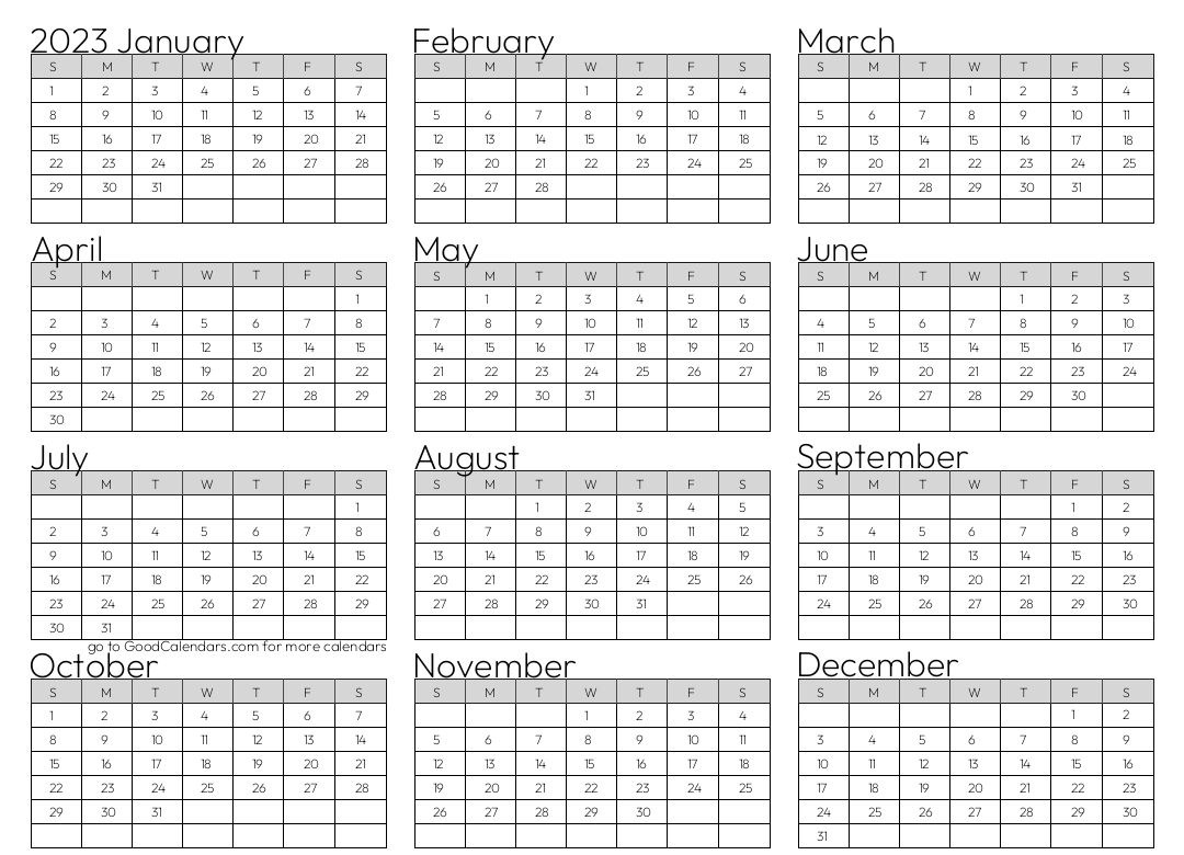 Standard 2023 Calendar